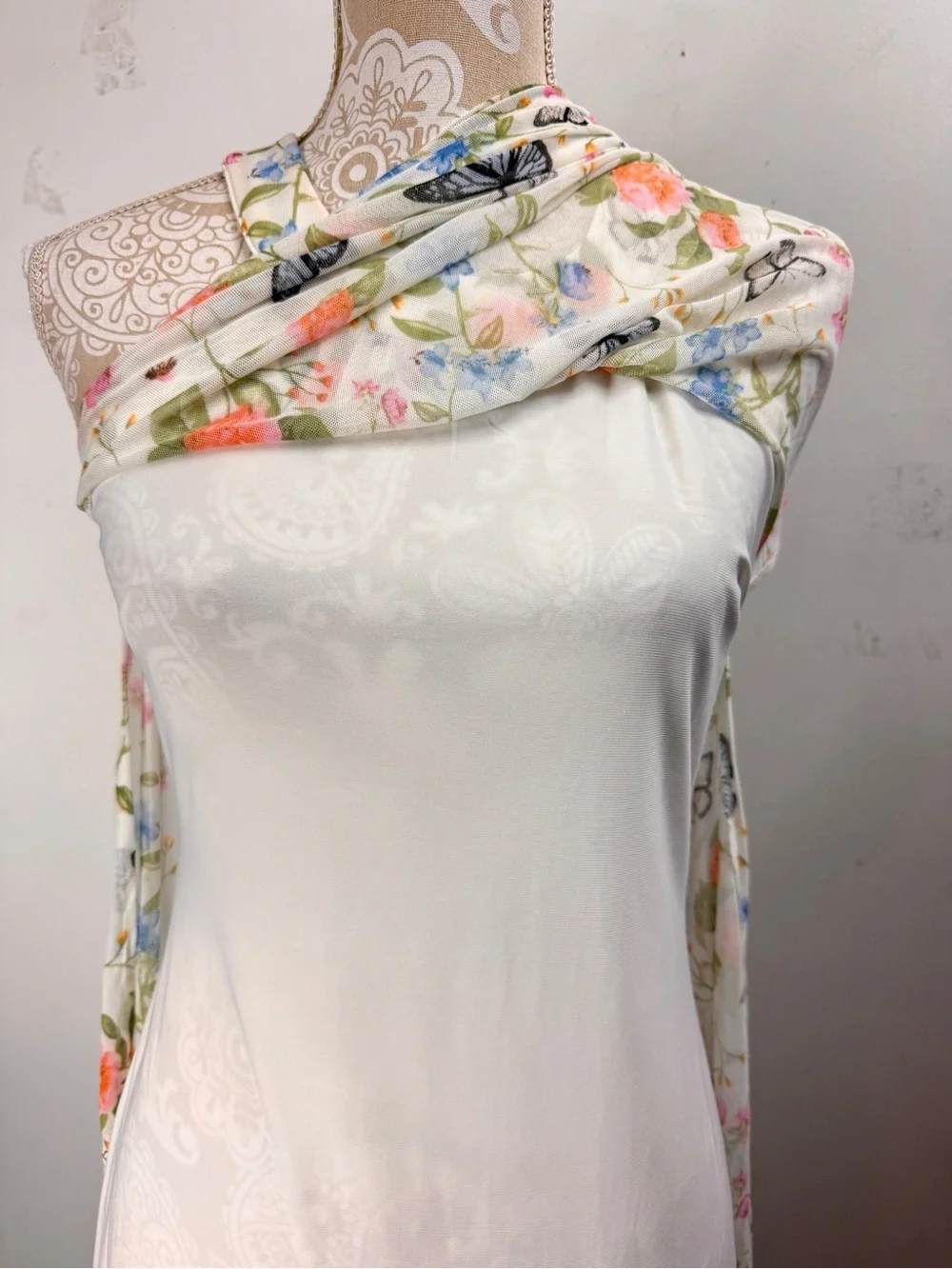 Butterfly Garden Maxi Fly Away Sides Fairy Mesh Dress Size Small Romantic Whimsy - Picture 6 of 8